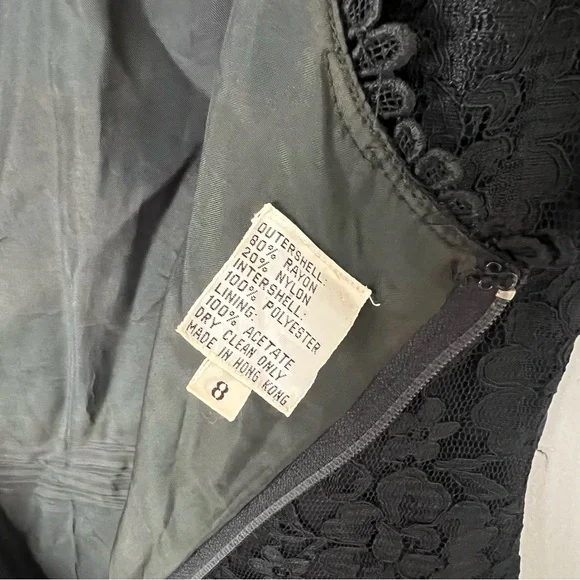 Vintage 80s 90s Lace Black Dress by Magali Collection - Picture 7 of 8